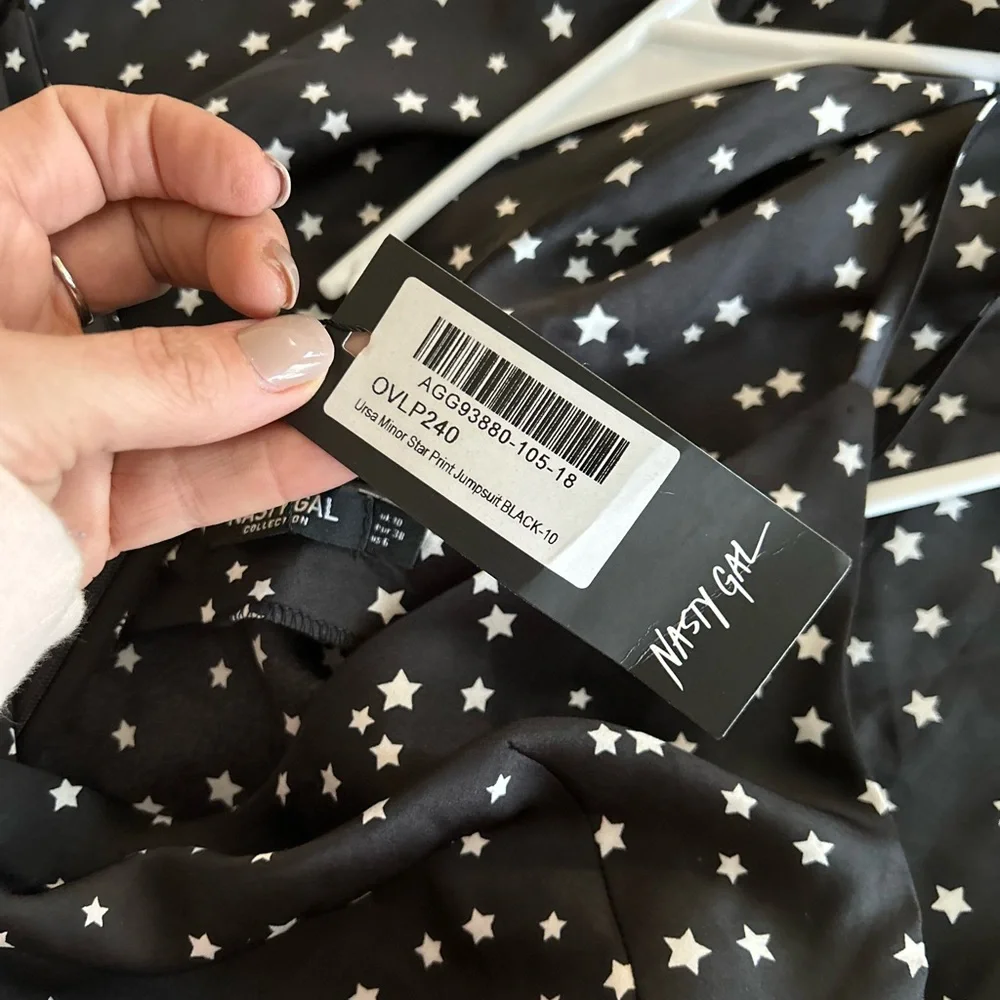NWT Nasty Gal Novelty Star Black & White Jumpsuit Size 6 - Picture 13 of 14